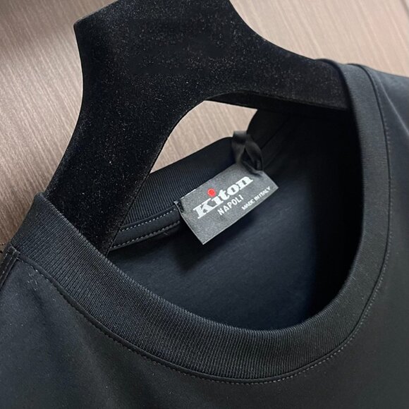 Kiton Black Round Neck Short Sleeve T-Shirt - Picture 5 of 7
